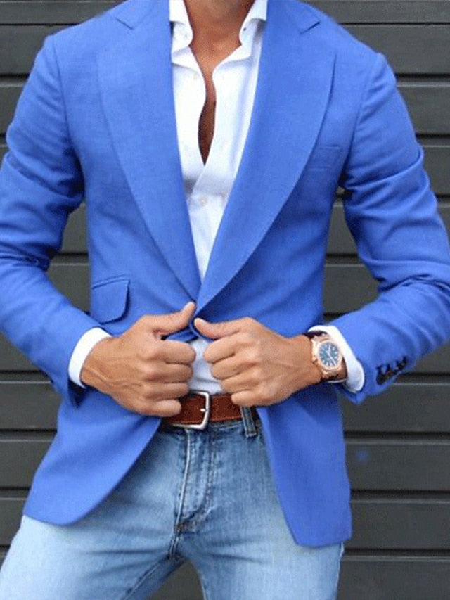 Veste Blazer Décontractée à Un Bouton et à Coupe Ajustée pour Homme