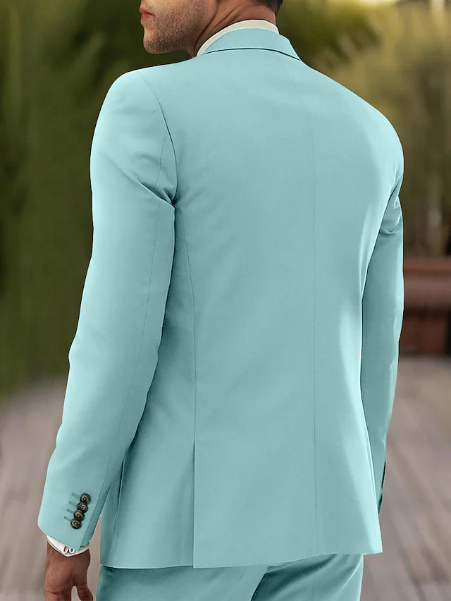 Costumes de Mariage 3 Pièces pour Hommes, Coupe Ajustée, Simple Boutonnage, Deux Boutons