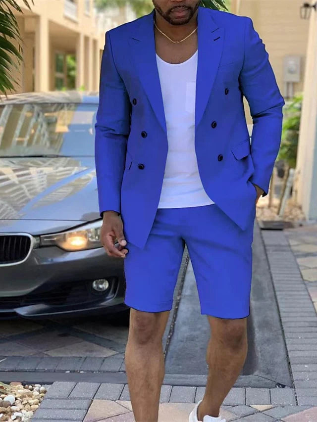 Costumes de Mariage 2 Pièces à Coupe Ajustée pour Hommes, Croisés, à Six Boutons