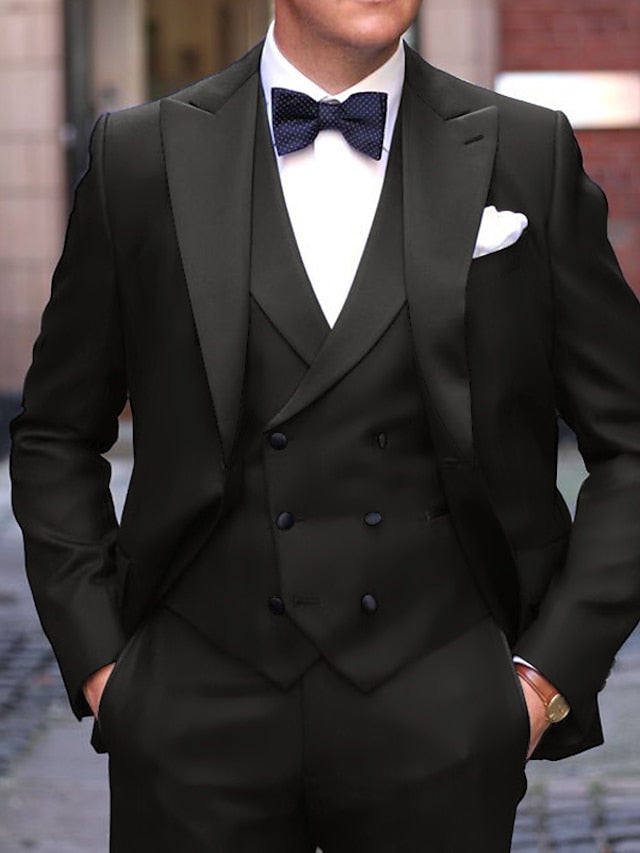 Costumes de Mariage 3 Pièces pour Hommes, Coupe Ajustée, Simple Boutonnage et Un Bouton