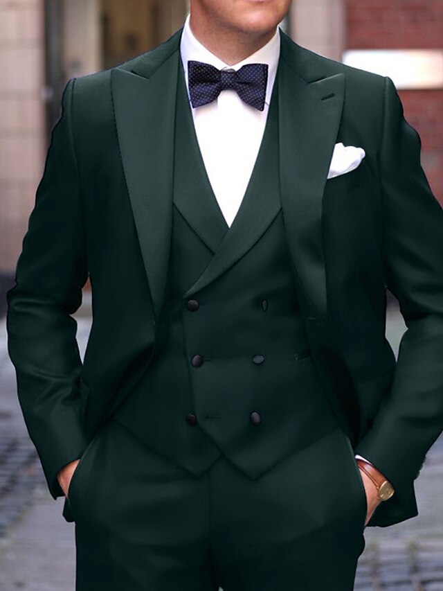 Costumes de Mariage 3 Pièces pour Hommes, Coupe Ajustée, Simple Boutonnage et Un Bouton