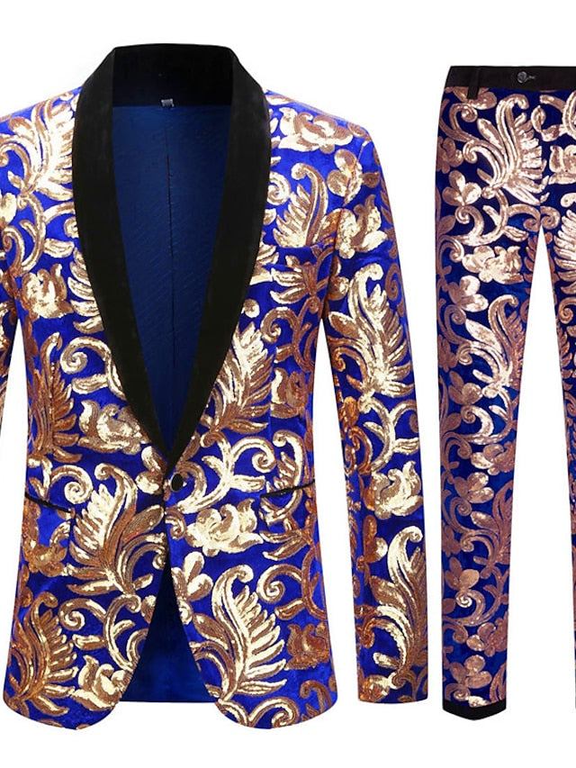 Costumes de Fête 2 Pièces à Boutonnage Simple et Coupe Standard pour Hommes