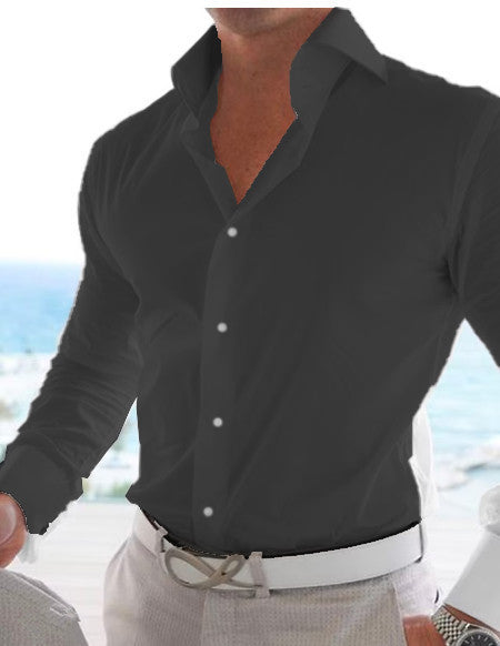 Chemise Décontractée en Coton et Lin à Manches Longues pour Hommes, Couleur Unie