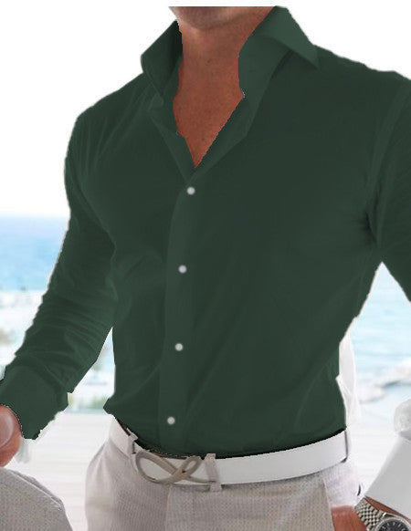 Chemise Décontractée en Coton et Lin à Manches Longues pour Hommes, Couleur Unie