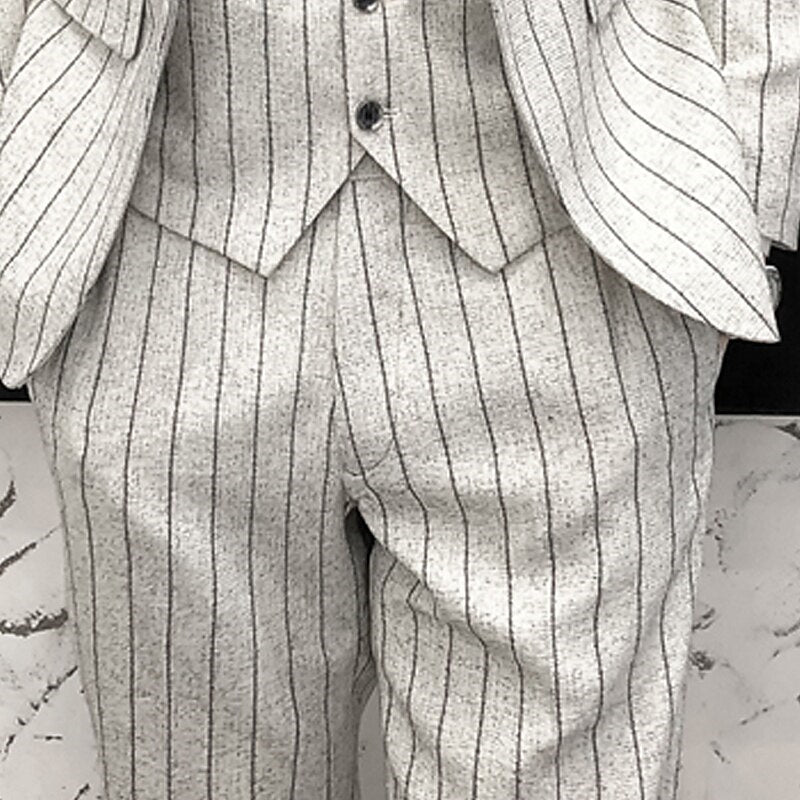 Costumes de Mariage 3 Pièces pour Hommes, Coupe Ajustée, Simple Boutonnage, Noir Ivoire