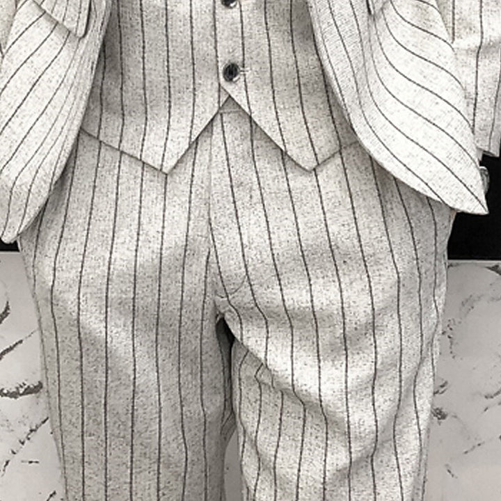 Costumes de Mariage 3 Pièces pour Hommes, Coupe Ajustée, Simple Boutonnage, Noir Ivoire