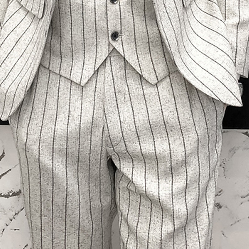 Costumes de Mariage 3 Pièces pour Hommes, Coupe Ajustée, Simple Boutonnage, Noir Ivoire