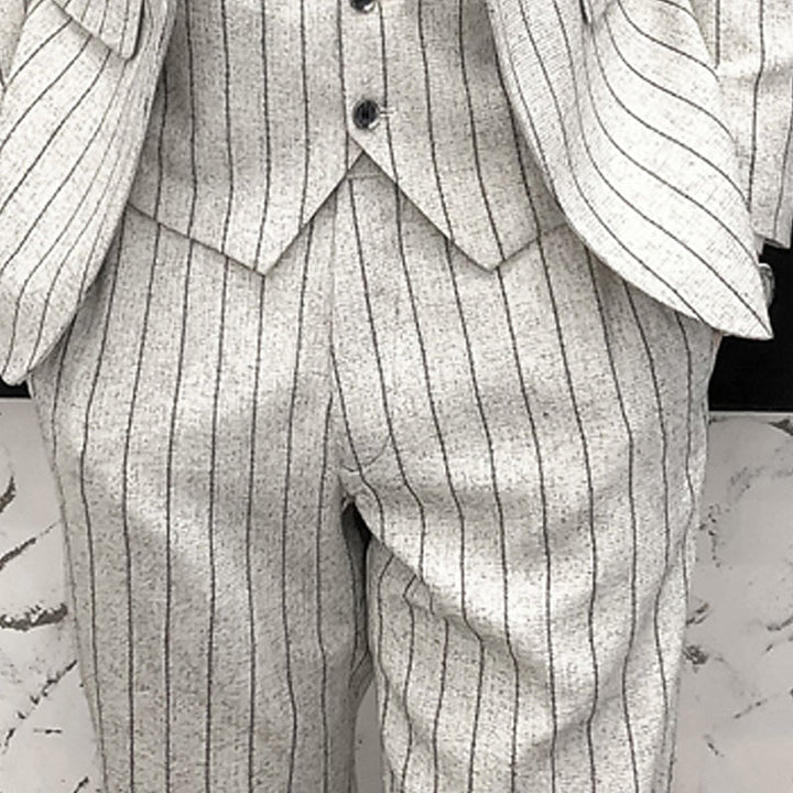 Costumes de Mariage 3 Pièces pour Hommes, Coupe Ajustée, Simple Boutonnage, Noir Ivoire