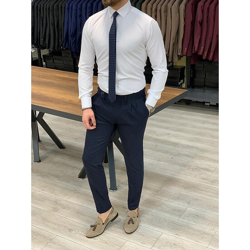 Chemise Blanche pour Homme, Coupe Standard, Manches Longues, Couleur Unie