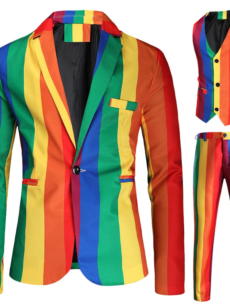 Costumes de Mariage 3 Pièces en Polyester à Coupe Ajustée pour Hommes, à Boutonnage Simple et à Un Bouton