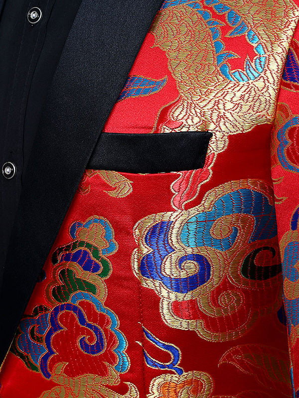 Costumes de Mariage en Jacquard de Polyester à Un Bouton et à Col Rabattu pour Hommes, Coupe Ajustée