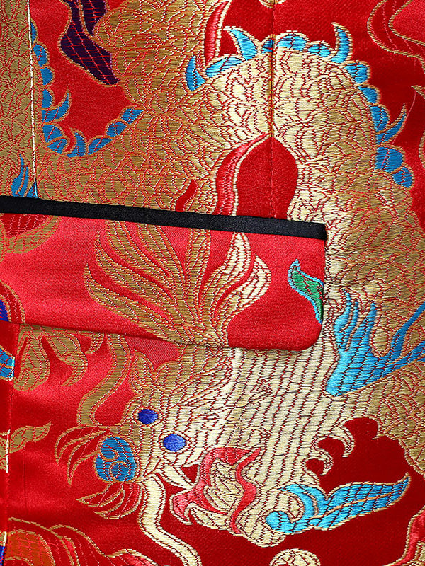 Costumes de Mariage en Jacquard de Polyester à Un Bouton et à Col Rabattu pour Hommes, Coupe Ajustée