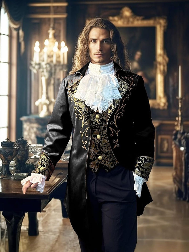 Costume de Smoking à Motif Floral Exquis Vintage Steampunk pour Homme