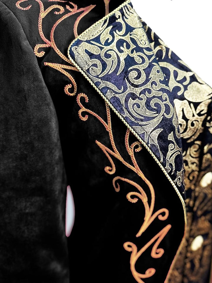 Costume de Smoking à Motif Floral Exquis Vintage Steampunk pour Homme