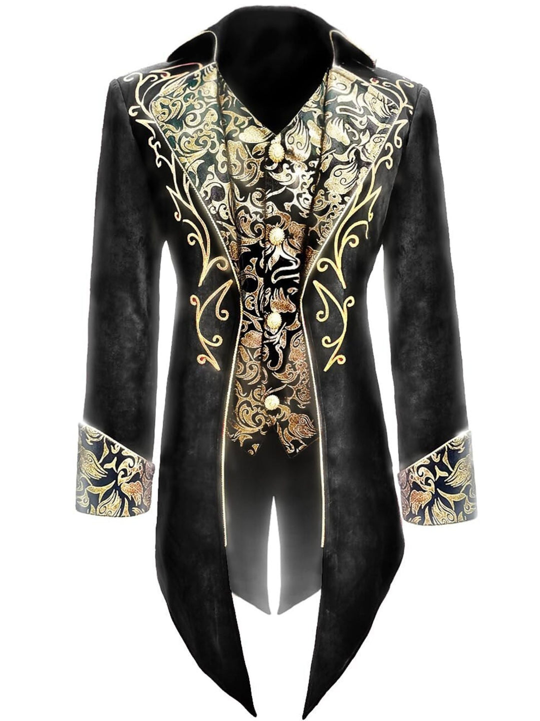 Costume de Smoking à Motif Floral Exquis Vintage Steampunk pour Homme