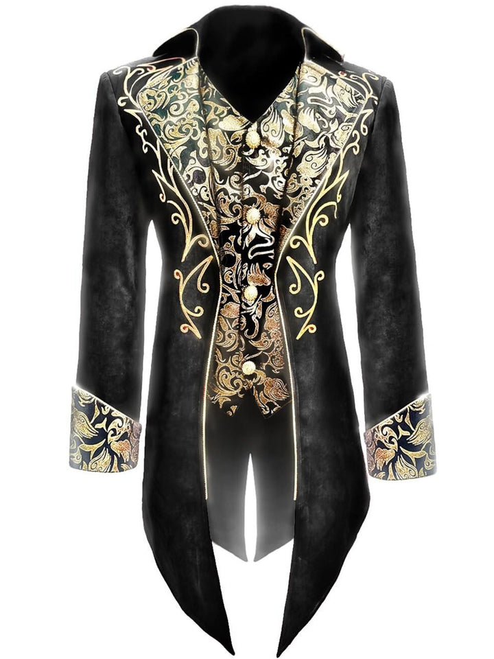 Costume de Smoking à Motif Floral Exquis Vintage Steampunk pour Homme