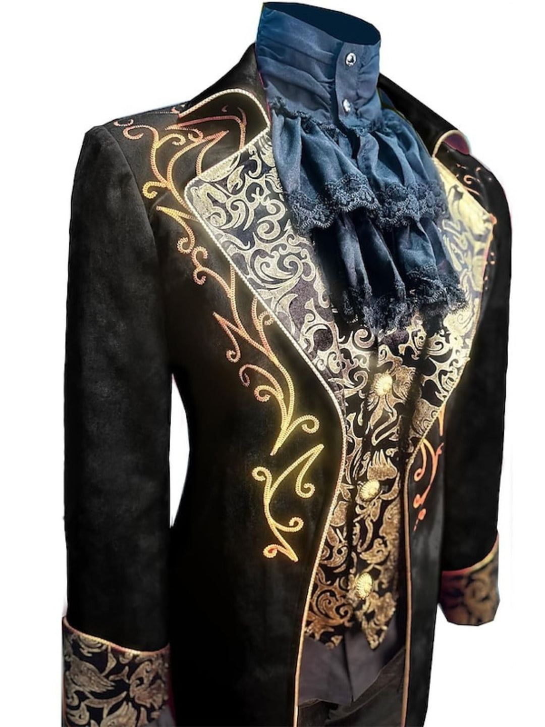 Costume de Smoking à Motif Floral Exquis Vintage Steampunk pour Homme