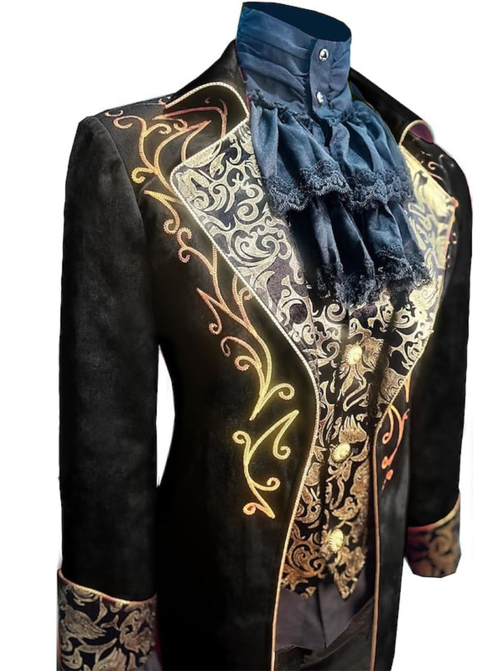 Costume de Smoking à Motif Floral Exquis Vintage Steampunk pour Homme