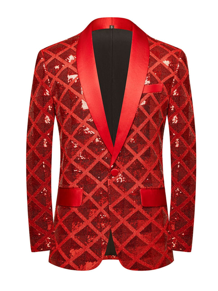 Costume à Simple Boutonnage à Paillettes Rouges pour Homme, Tenue de Soirée Décontractée et Tendance