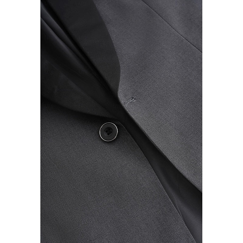 Costume de Mariage 2 Pièces Gris Foncé pour Homme, Coupe Ajustée, Simple Boutonnage, Un Bouton