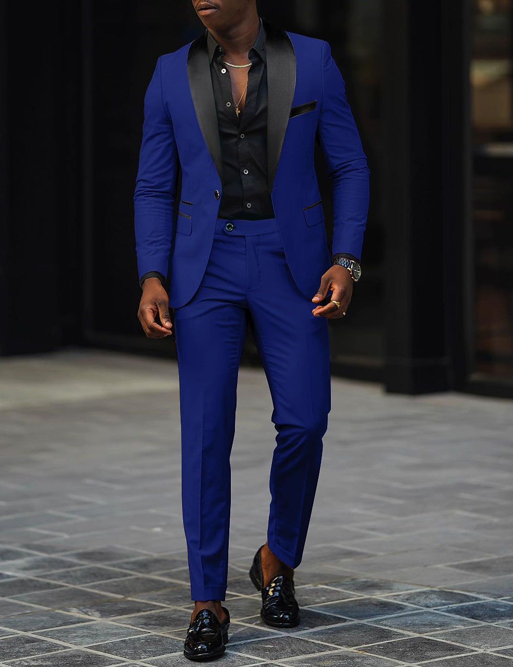 Costume de Mariage 2 Pièces Gris Foncé pour Homme, Coupe Ajustée, Simple Boutonnage, Un Bouton