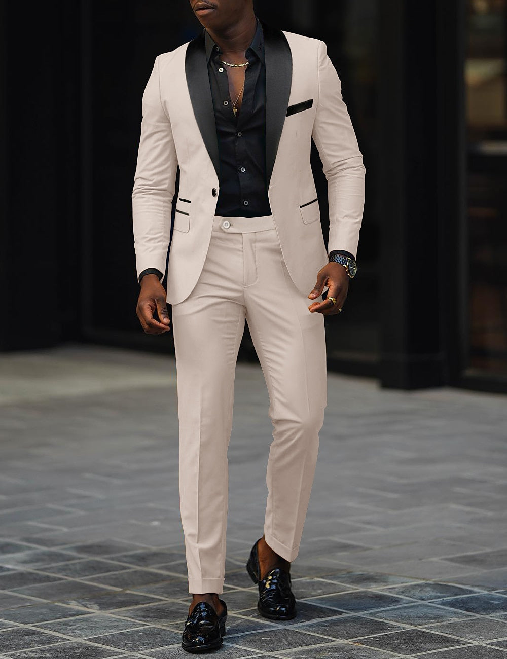 Costume de Mariage 2 Pièces Gris Foncé pour Homme, Coupe Ajustée, Simple Boutonnage, Un Bouton