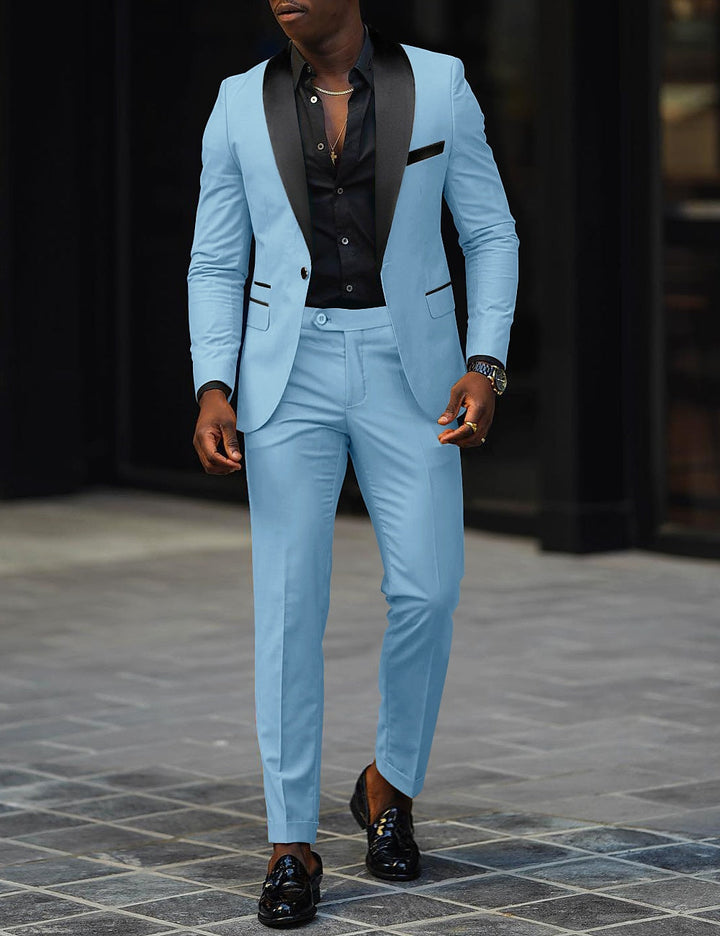 Costume de Mariage 2 Pièces Gris Foncé pour Homme, Coupe Ajustée, Simple Boutonnage, Un Bouton