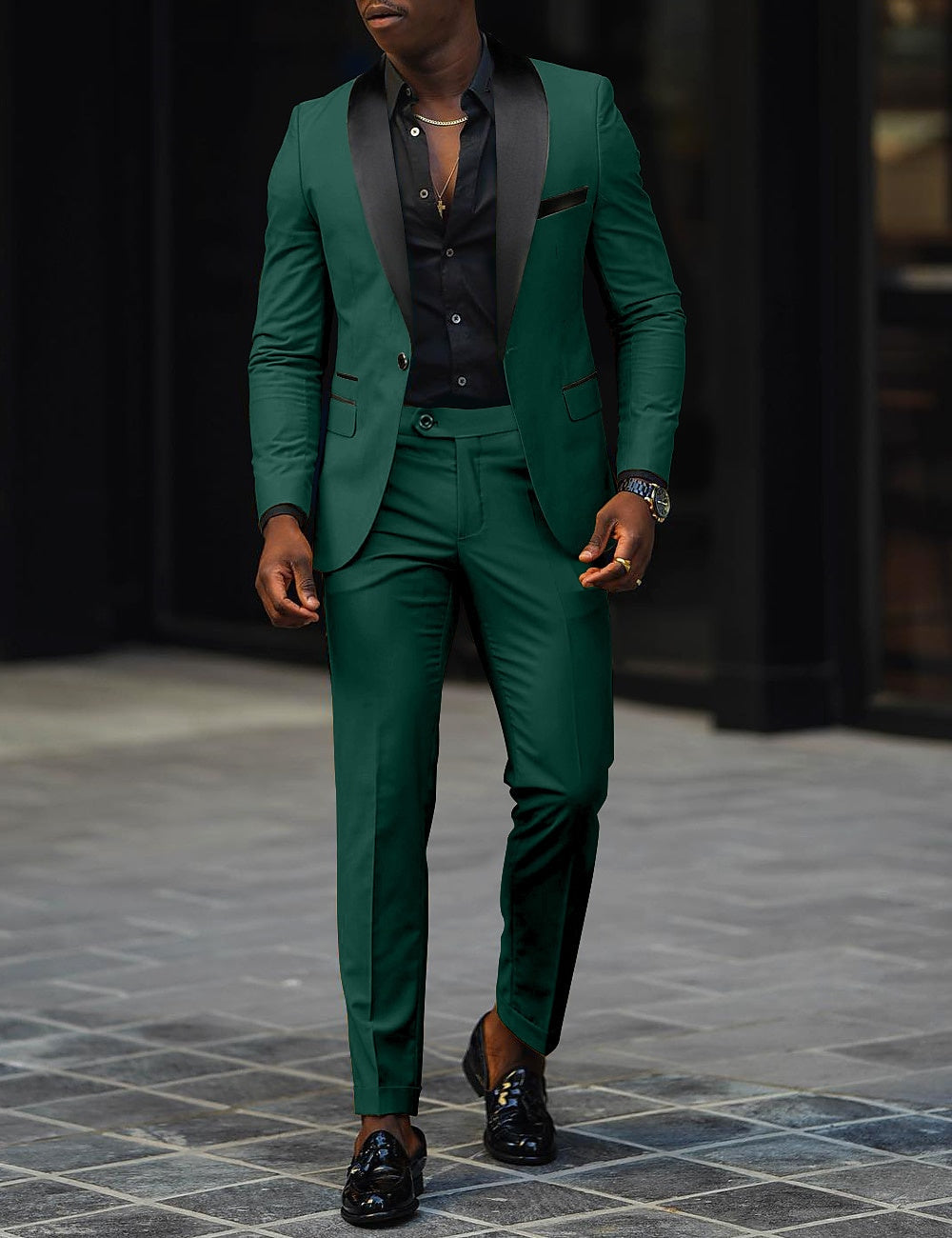 Costume de Mariage 2 Pièces Gris Foncé pour Homme, Coupe Ajustée, Simple Boutonnage, Un Bouton