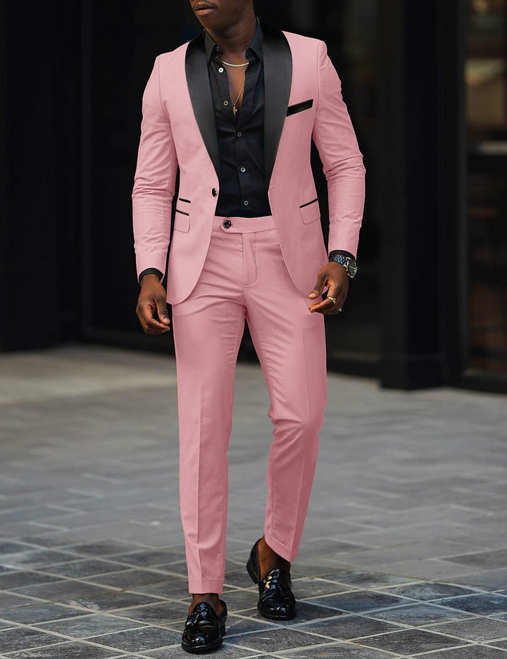 Costume de Mariage 2 Pièces Gris Foncé pour Homme, Coupe Ajustée, Simple Boutonnage, Un Bouton