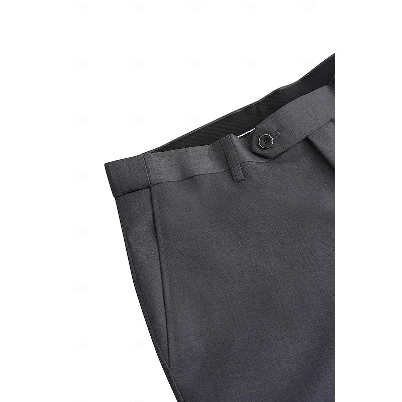 Costume de Mariage 2 Pièces Gris Foncé pour Homme, Coupe Ajustée, Simple Boutonnage, Un Bouton