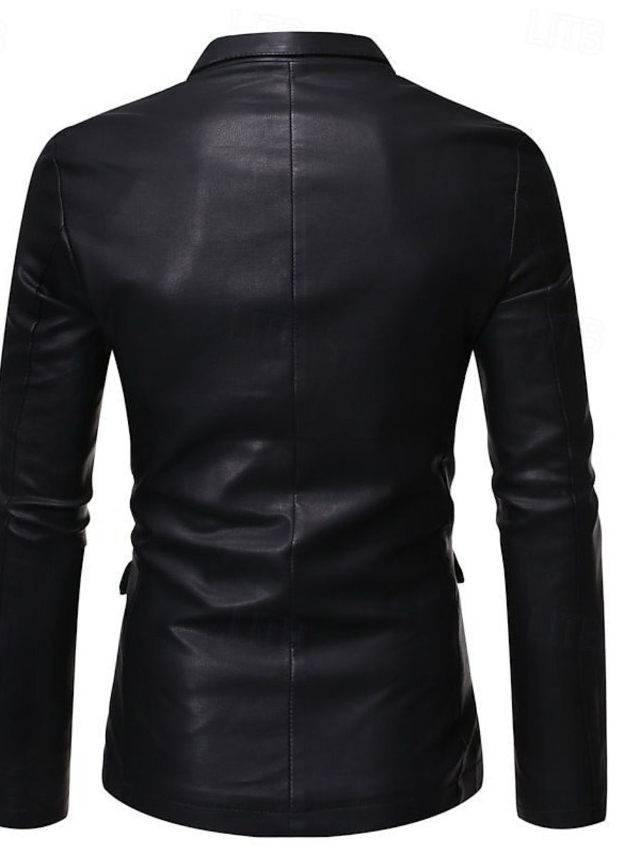 Veste homme noire, similicuir, bureau/travail, uni
