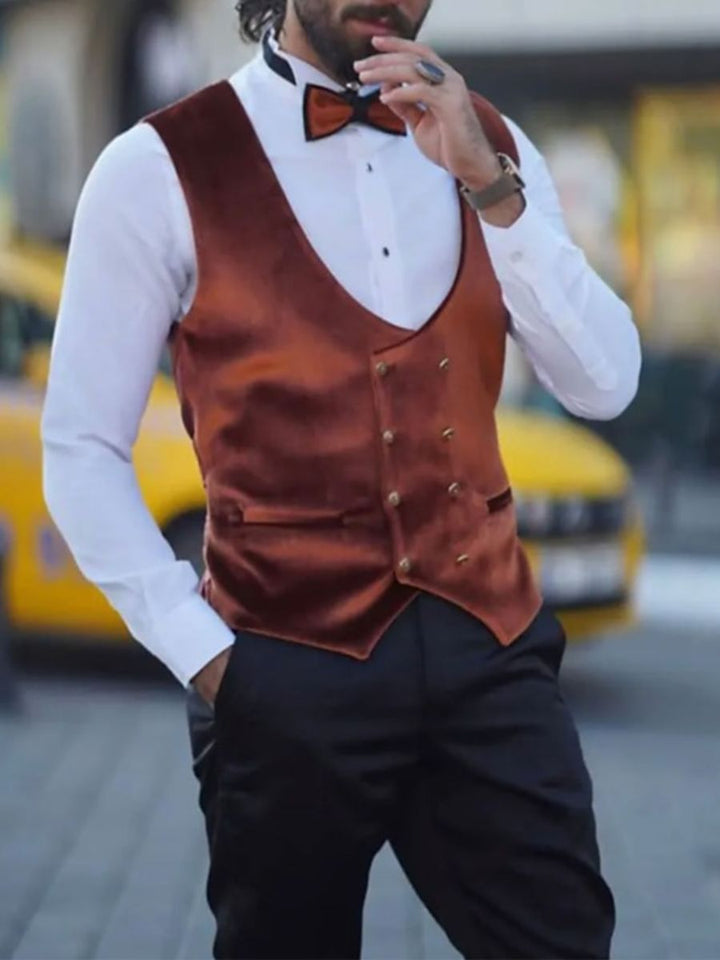 Costume homme chic trois pièces en velours, col châle, droit, 1 bouton, pour soirée/galas