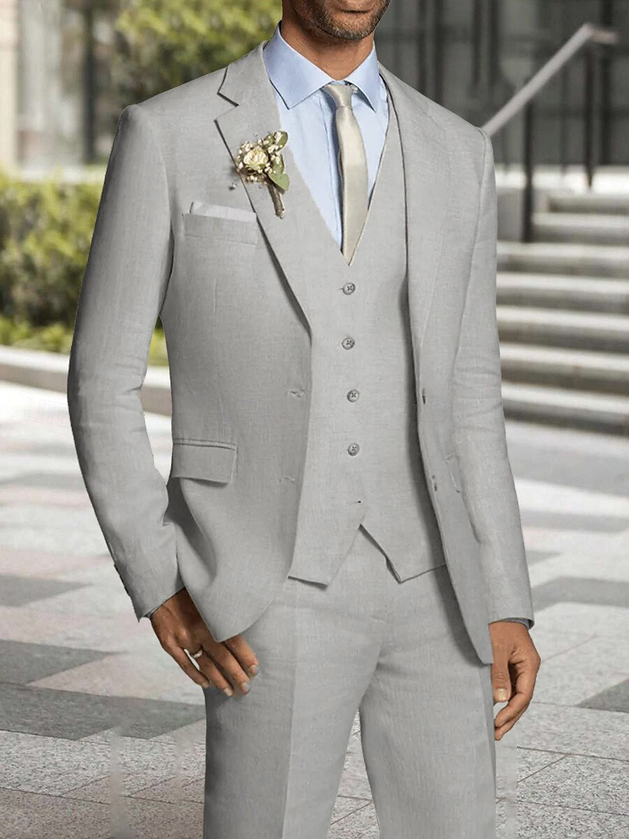Costume homme 3 pièces, coupe standard, cérémonie, droit, 2 boutons, pour mariage/plage