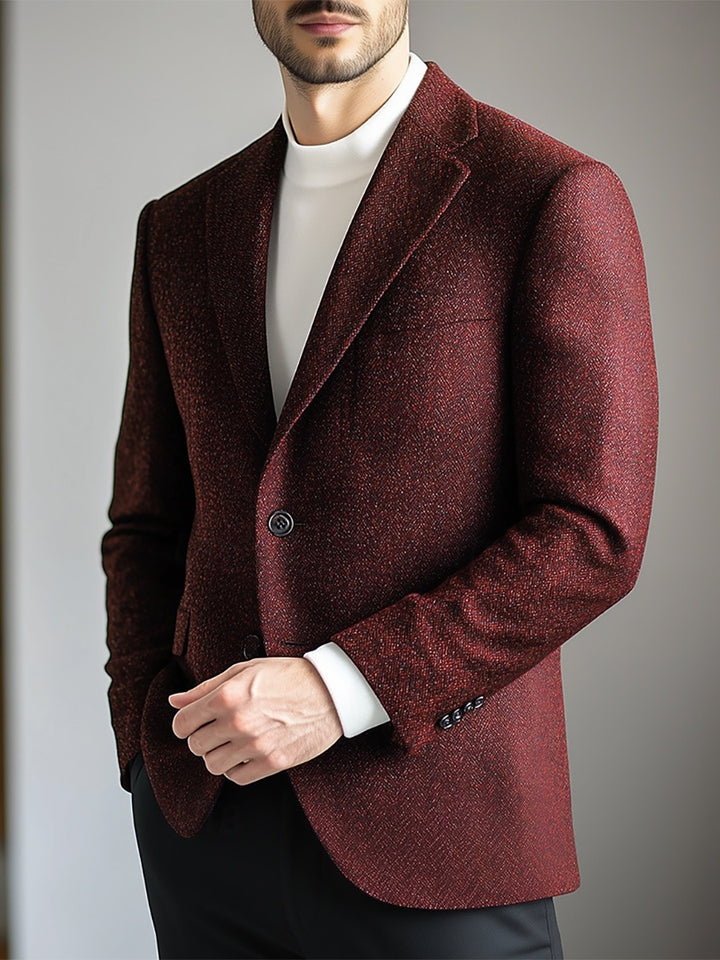 Veste homme bordeaux, rétro, coupe standard, droit, 2 boutons, décontractée