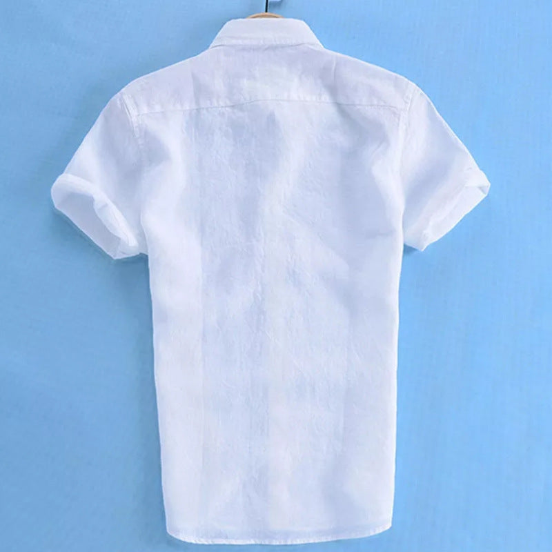 Chemise homme décontractée, manches courtes, uni, coton