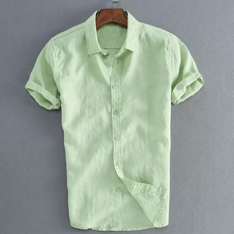 Chemise homme décontractée, manches courtes, uni, coton