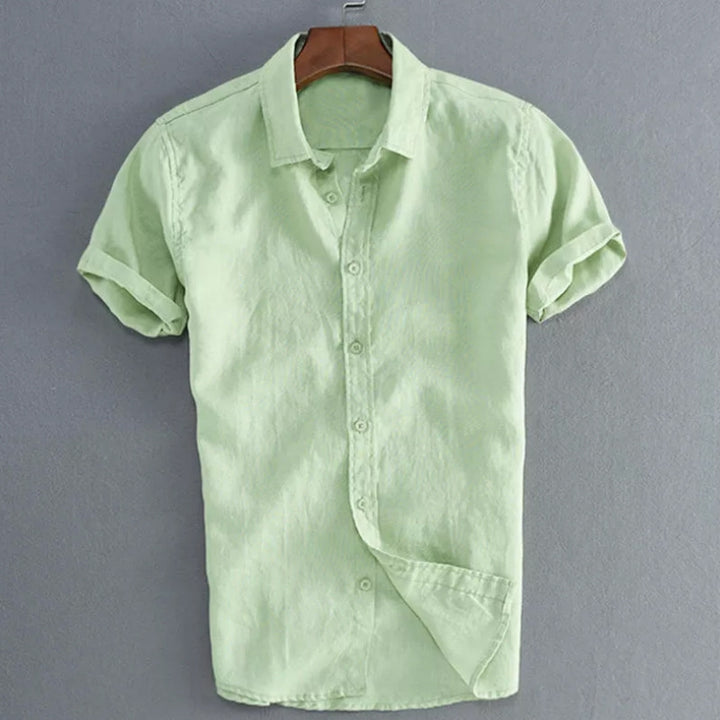 Chemise homme décontractée, manches courtes, uni, coton