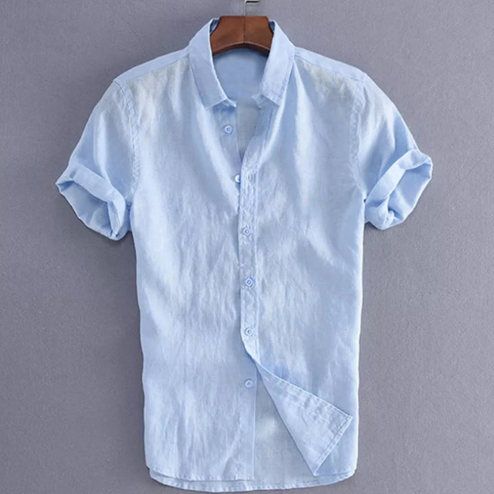 Chemise homme décontractée, manches courtes, uni, coton