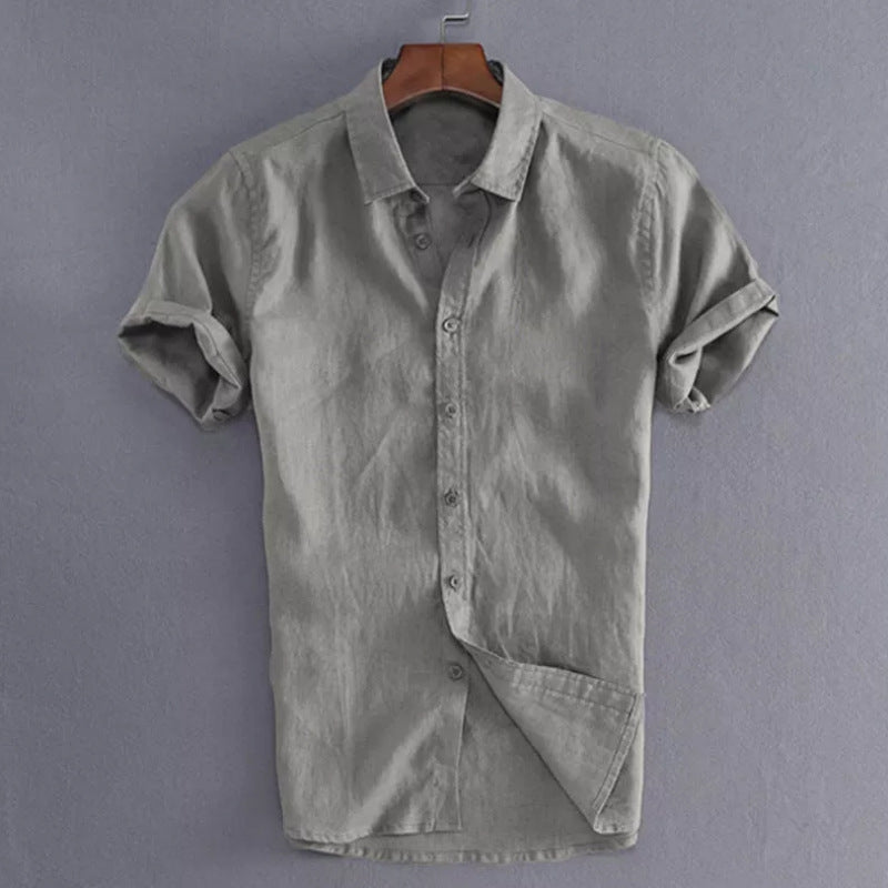 Chemise homme décontractée, manches courtes, uni, coton