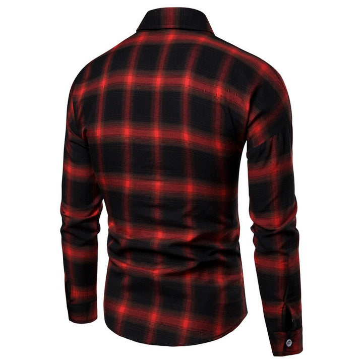 Chemise homme ample, manches longues, décontractée, à carreaux