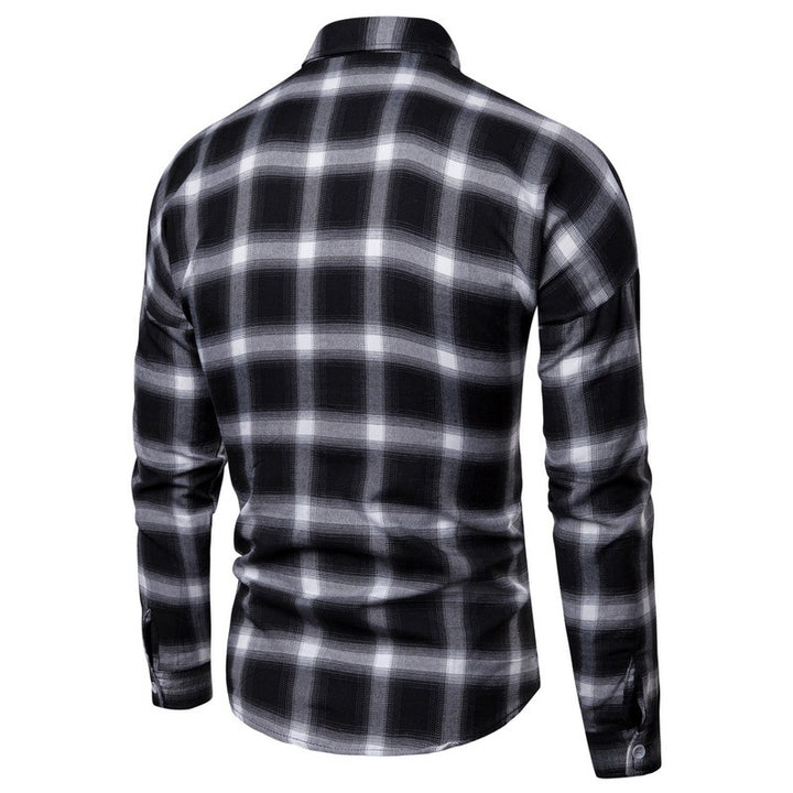 Chemise homme ample, manches longues, décontractée, à carreaux