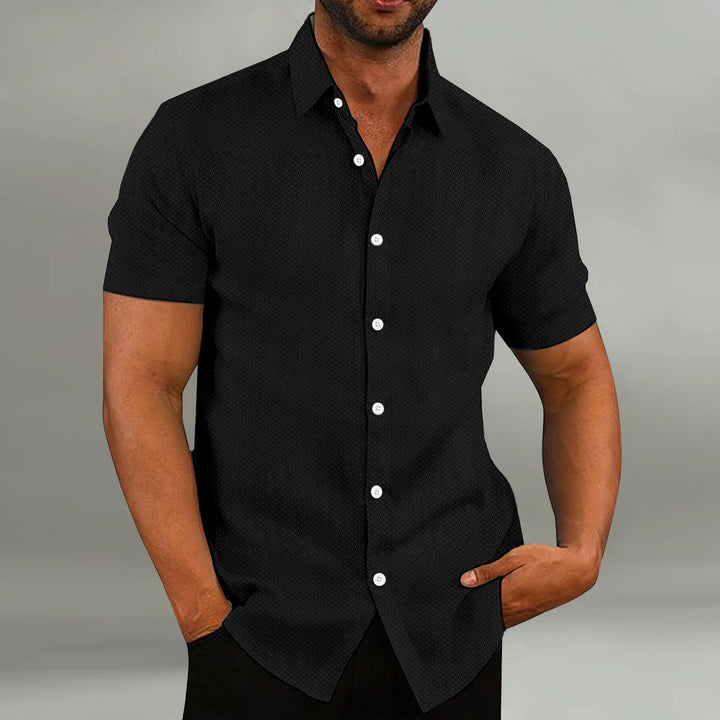 Chemise homme mode, décontractée, respirante, à revers, uni, manches courtes