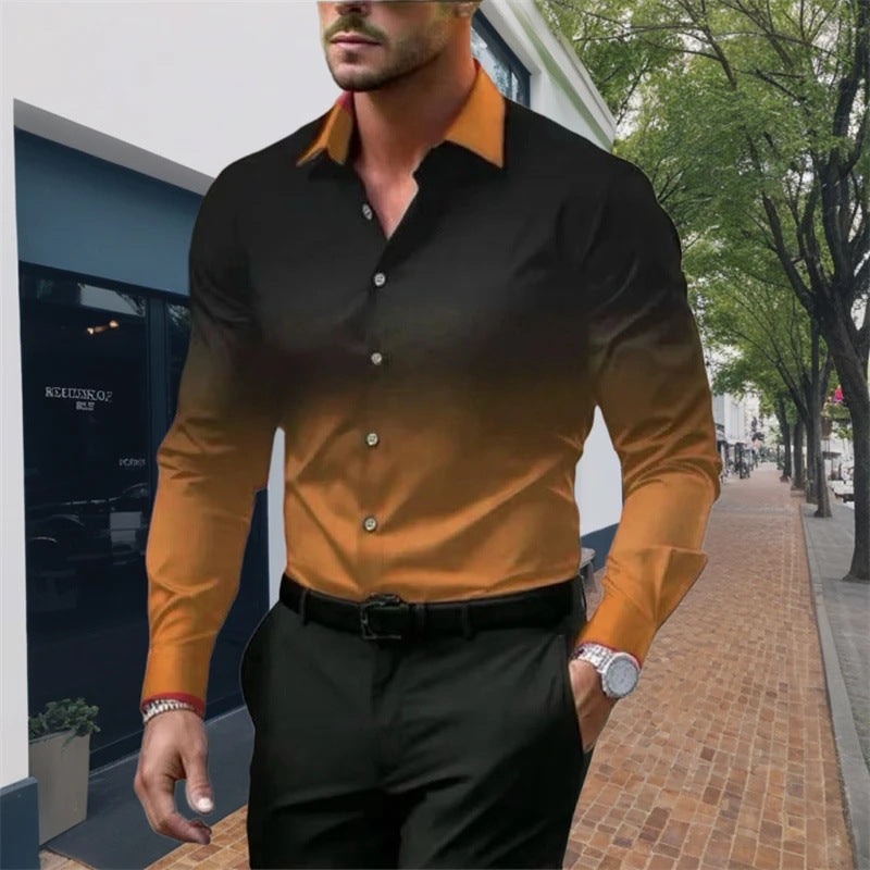 Chemise homme coupe standard, manches longues, décontractée, dégradé