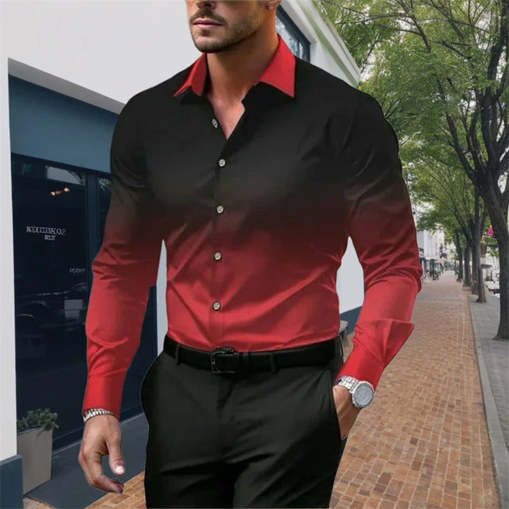Chemise homme coupe standard, manches longues, décontractée, dégradé