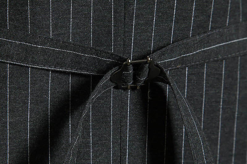 Gilet homme noir, cérémonie, rayé, droit, boutons, rétro
