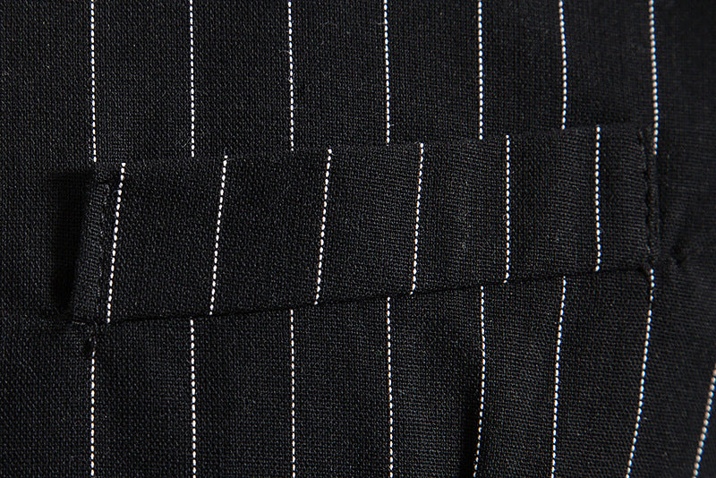 Gilet homme noir, cérémonie, rayé, droit, boutons, rétro