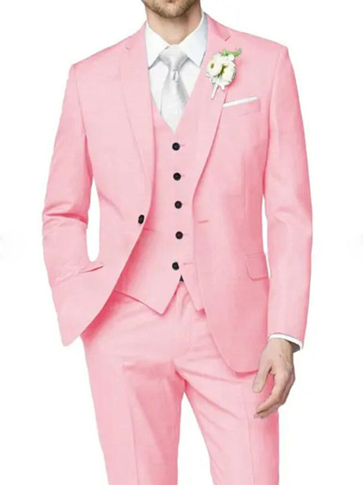 Costume homme 3 pièces lilas, cérémonie, revers cranté, coupe ajustée, droit, 1 bouton