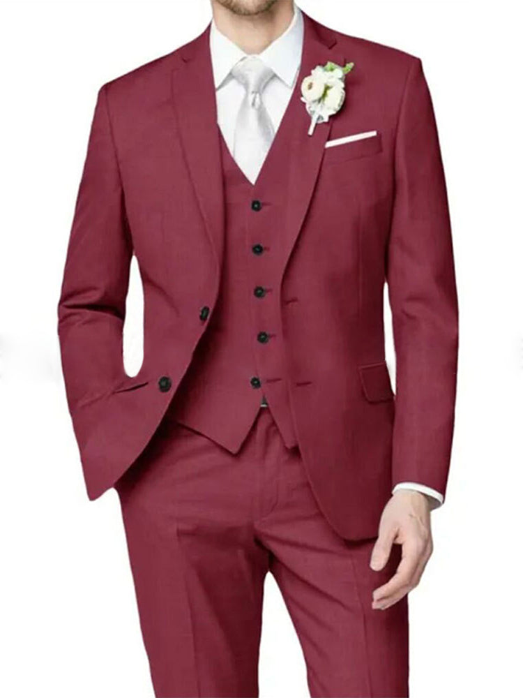 Costume homme 3 pièces lilas, cérémonie, revers cranté, coupe ajustée, droit, 1 bouton