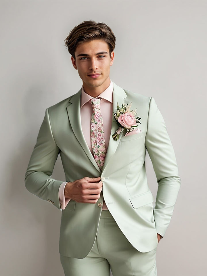 Costume homme 2 pièces coupe ajustée, droit, 2 boutons, mode, uni, pour mariage/plage/galas