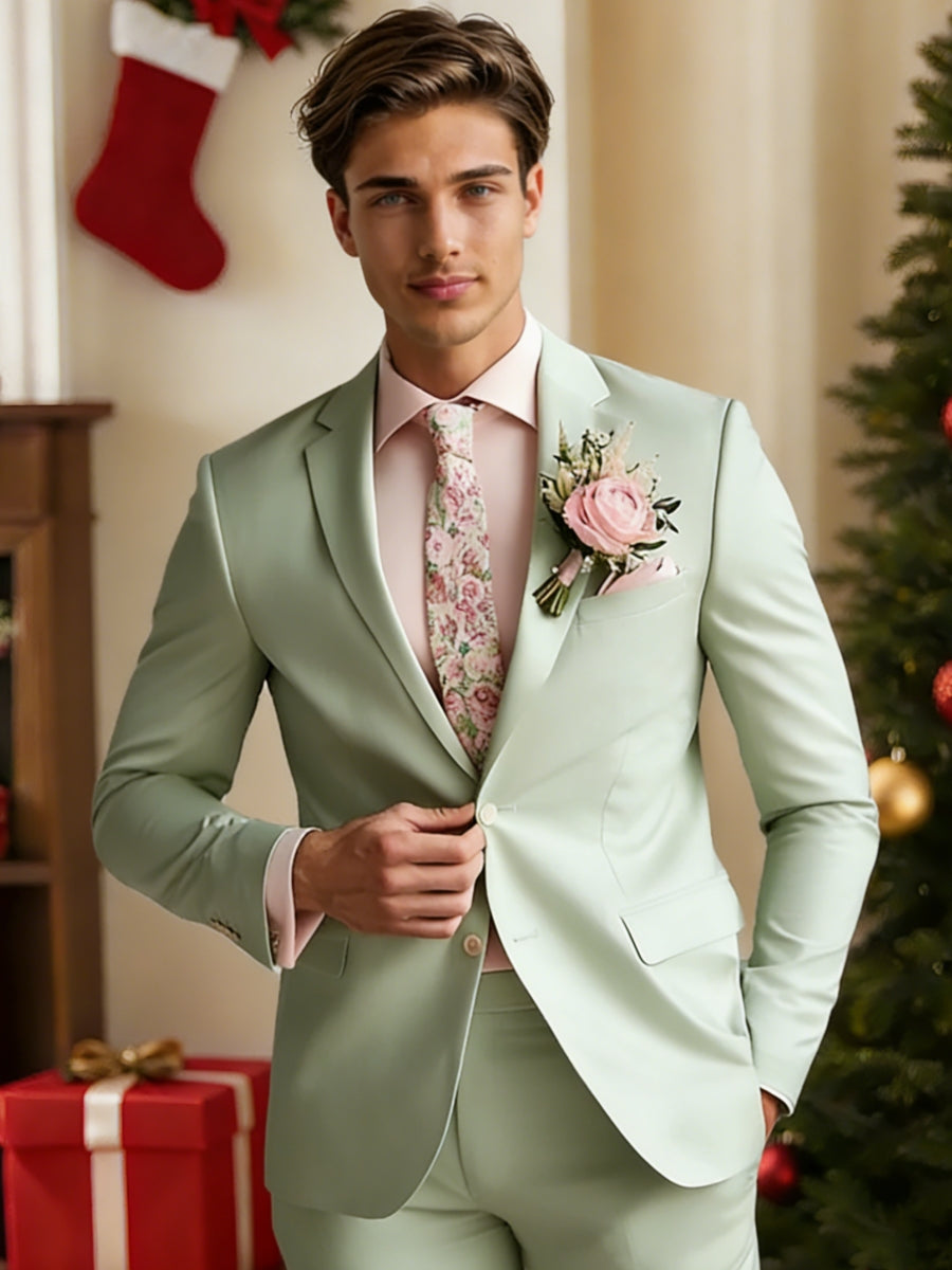 Costume homme 2 pièces coupe ajustée, droit, 2 boutons, mode, uni, pour mariage/plage/galas